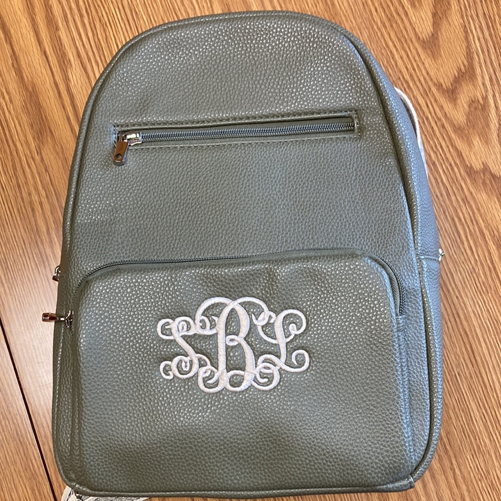 “SBL” thirty-one Monogrammed Jewel Olive Green Backpack